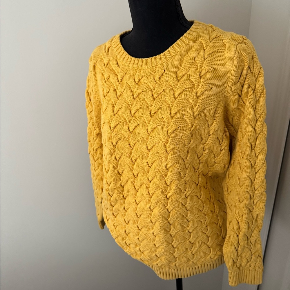 Lands’ End Yellow Cable Knit Sweater